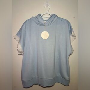 in February OVERSIZED HOODIE TOP‎ WITH LACE SLEEVED DETAIL